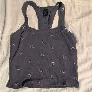 TomboyX Gray Floral Tank Top